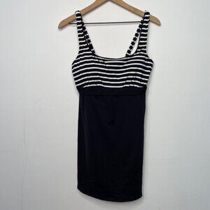 Lands' End Swimsuit Dress Size 10 Black‎ White Striped